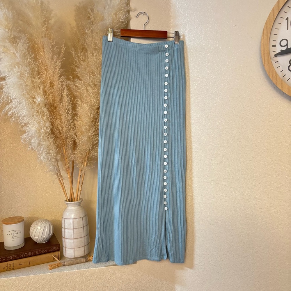 Reformation Alberta Midi Skirt Blue Sz S